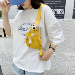 Bear Canvas Wild Chest Bag Messenger All-match Women Casual Daily