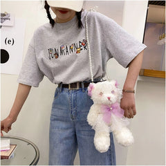 Bear Crossbody Shoulder Bag Harajuku Bowknot Gift for Girls Women Kid
