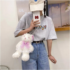 Bear Crossbody Shoulder Bag Harajuku Bowknot Gift for Girls Women Kid
