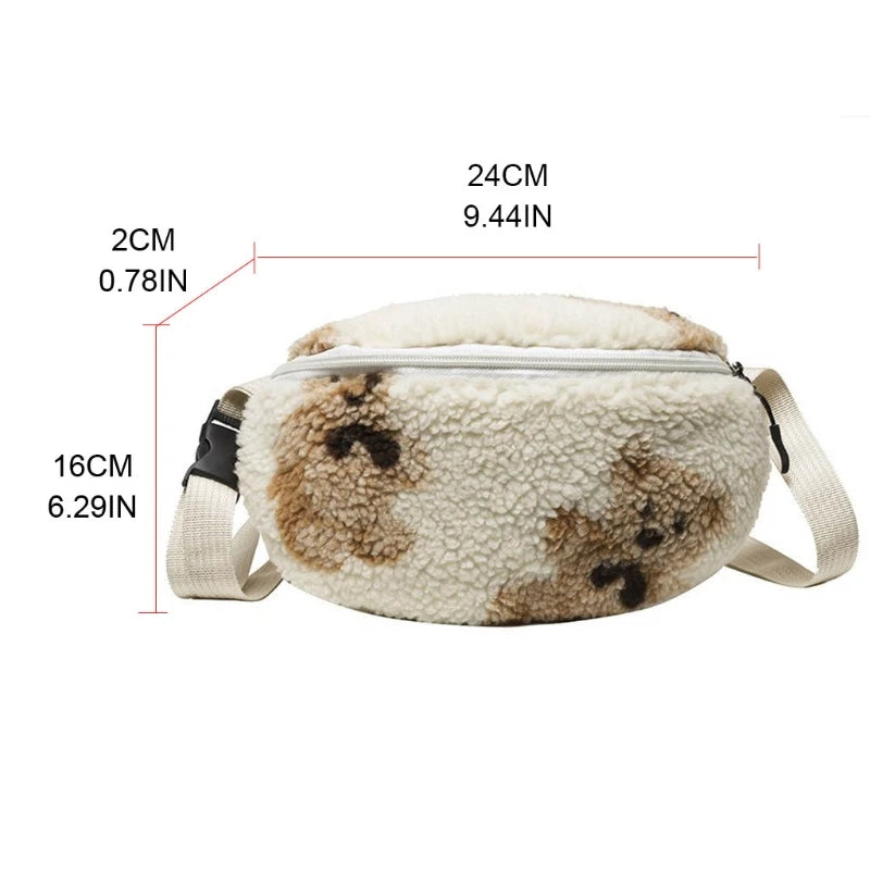 Soft Fur Waist Pack for Women Casual Phone Holder Bum Bag