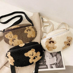 Soft Fur Waist Pack for Women Casual Phone Holder Bum Bag