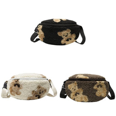 Soft Fur Waist Pack for Women Casual Phone Holder Bum Bag
