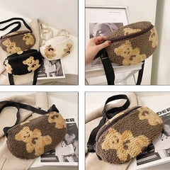 Soft Fur Waist Pack for Women Casual Phone Holder Bum Bag
