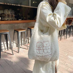 Large Capacity Bear Plush Underarm Bag for Winter