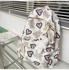 Bear Print Waterproof Schoolbag For Teens Student Backpack Nylon Girls Bagpack