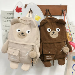 Bear Shoulder Bag Large Capacity Student Backpack