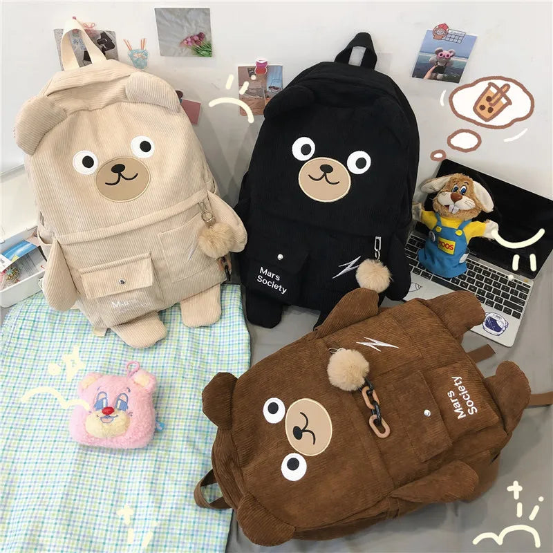 Bear Shoulder Bag Large Capacity Student Backpack