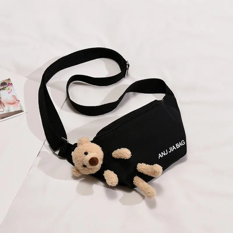 Bear Women's Canvas Waist Bag High Crossbody Chest Bag