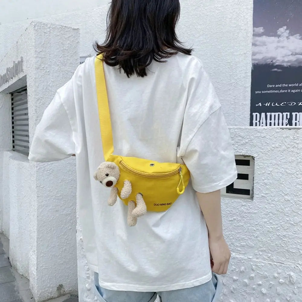 Bear Women's Canvas Waist Bag Crossbody Chest Bag