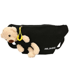 Bear Women's Canvas Waist Bag High Crossbody Chest Bag
