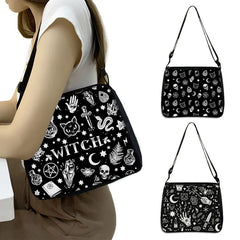 Cat Witch Messenger Bag Canvas Underarm Shoulder Bags Witchcraft S