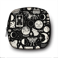 Cat Witch Print Period Sanitary Napkin Bag Gothic Handbags Gift