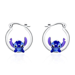 Stitch Hoop Earring Silver Plated Enamel Drop Earrings for Girl Woman