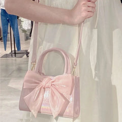Shinny Organza Women Clutches Crossbody Bag Tote Wedding Purse