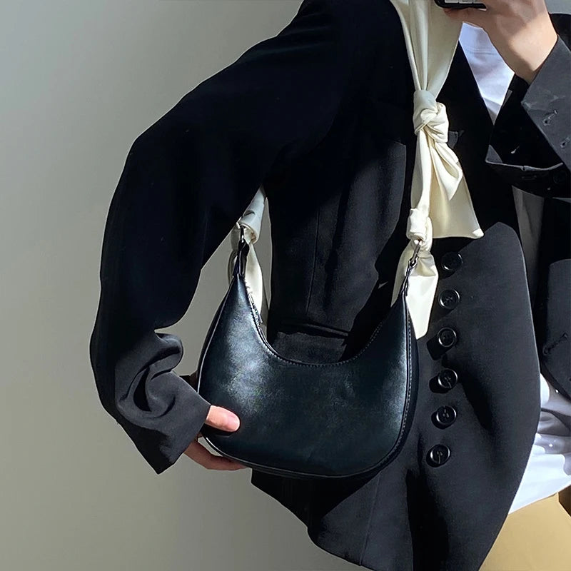 Bow Women Small Shoulder Bag Ladies Portable Underarm Bags PU Leather Girls Purs