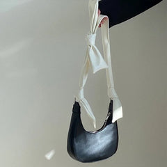 Bow Women Small Shoulder Bag Ladies Portable Underarm Bags PU Leather Girls Purs