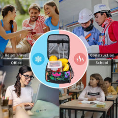 Bright Cat Heads And Fish Insulated Thermal Cooler Lunch Box Bag
