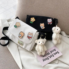 Harajuku Crossbody Bag for Girls Student Shoulder Bag Canvas Small Messenger