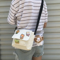 Harajuku Crossbody Bag for Girls Student Shoulder Bag Canvas Small Messenger