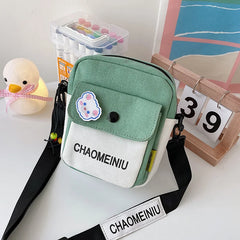 Canvas Small Crossbody Bag for Women Student Youth Shoulder Bag