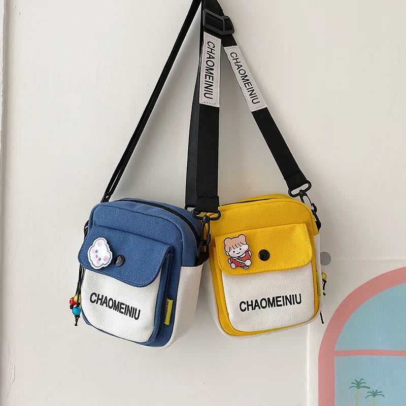 Canvas Small Crossbody Bag for Women Student Youth Shoulder Bag