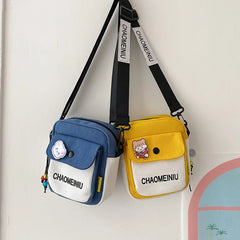 Canvas Small Crossbody Bag for Women Student Youth Shoulder Bag