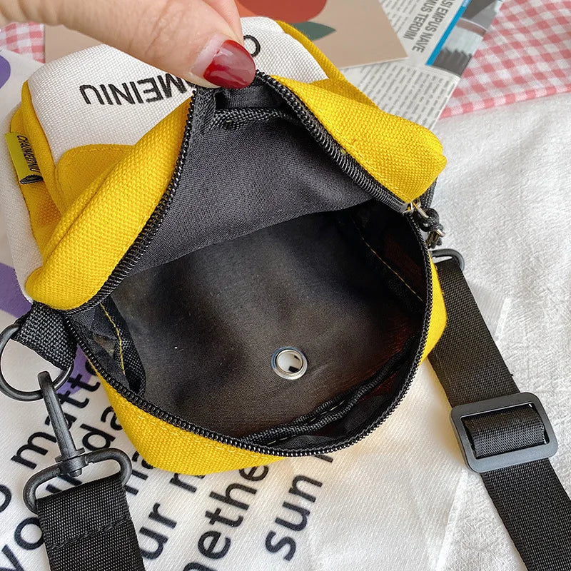 Canvas Mini Crossbody Bag for Women Youth Student Shoulder Purse
