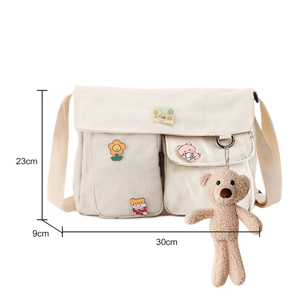 Canvas Women Shoulder Bag Japanese Animals Harajuku Diagonal Bag