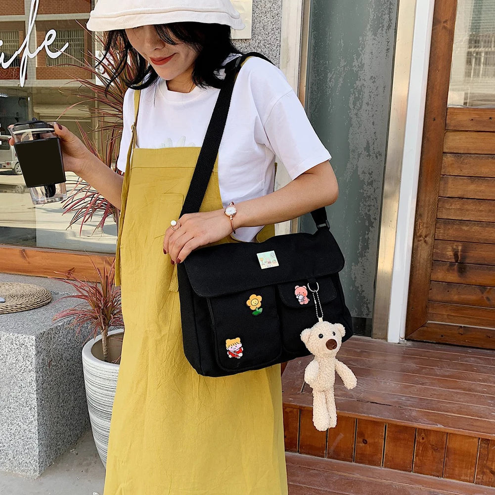Canvas Women Shoulder Bag Japanese Animals Harajuku Diagonal Bag