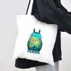 Anime Spirited Away Totoro Women Canvas Shoulder Bags Harajuku Totes