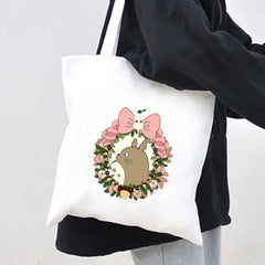 Anime Spirited Away Totoro Women Canvas Shoulder Bags Harajuku Totes