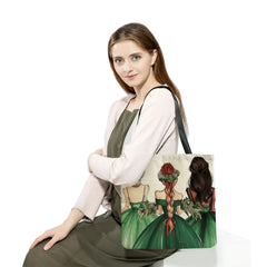 Cartoon Girl Print Tote Reusable Shoulder Bags Girlfriends And Sisters