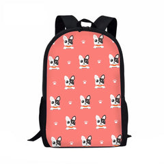 Cartoon Boston Terrier School Backpack for Boys Girls