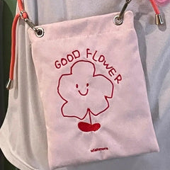 Cartoon Canvas Flower Messenger Bag for Women