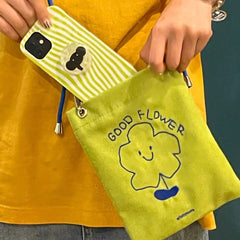 Cartoon Canvas Flower Messenger Bag for Women