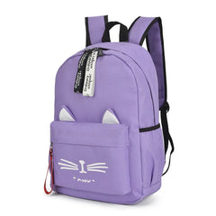 Cartoon Cat Ears Girl School Backpack for Teenage Women