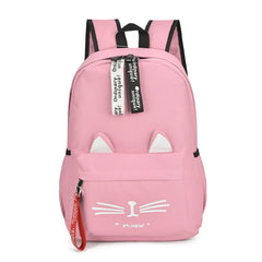 Cartoon Cat Ears Girl School Backpack for Teenage Women