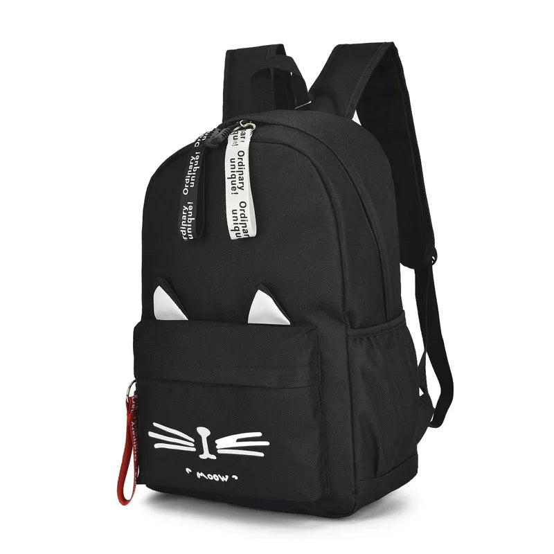 Cat Ears School Bags for Teenage Girls Nylon Backpack Schoolbag