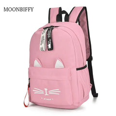 Cartoon Cat Ears School Bags for Teenage Girls Nylon Backpack