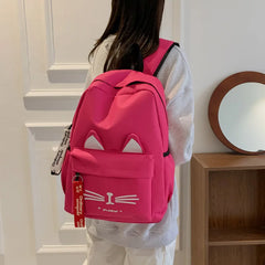 Cartoon Cat Ears School Bag for Teenage Girls Nylon Backpack