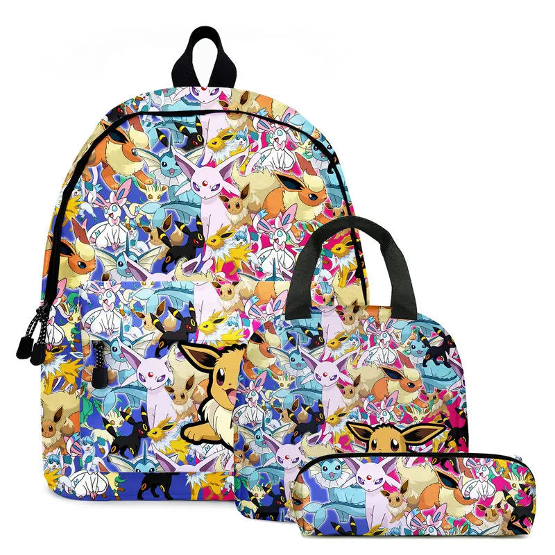 Eevee Cartoon Children School Bag Shoulder Bags Casual Canvas Backpack