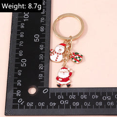 Xmas Enamel Snowman Santa Keychains - Cute Holiday Key Rings