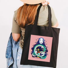 Totoro Girl Anime Manga Reusable Shopping Bag Women Canvas Tote Bags