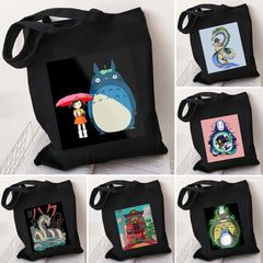 Totoro Girl Anime Manga Reusable Shopping Bag Women Canvas Tote Bags