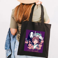 Totoro Girl Anime Manga Reusable Shopping Bag Women Canvas Tote Bags