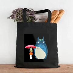 Totoro Girl Anime Manga Reusable Shopping Bag Women Canvas Tote Bags