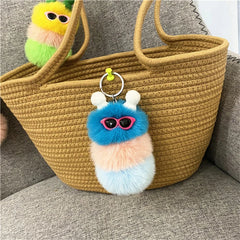 Plush Caterpillar Keychain Bag Ornaments Keyring Trinket Holder Gift