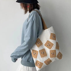Cartoon Print Ladies Casual Handbag Tote Bag Canvas Shoulder Bag