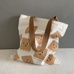 Cartoon Print Ladies Casual Handbag Tote Bag Canvas Shoulder Bag