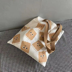 Cartoon Print Ladies Casual Handbag Tote Bag Canvas Shoulder Bag